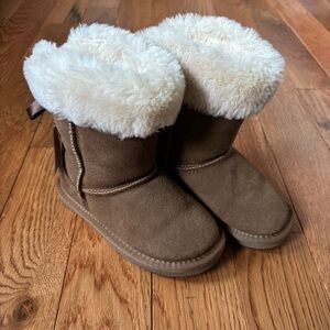 Lamo Tan Suede Boots with Ribbon Detail